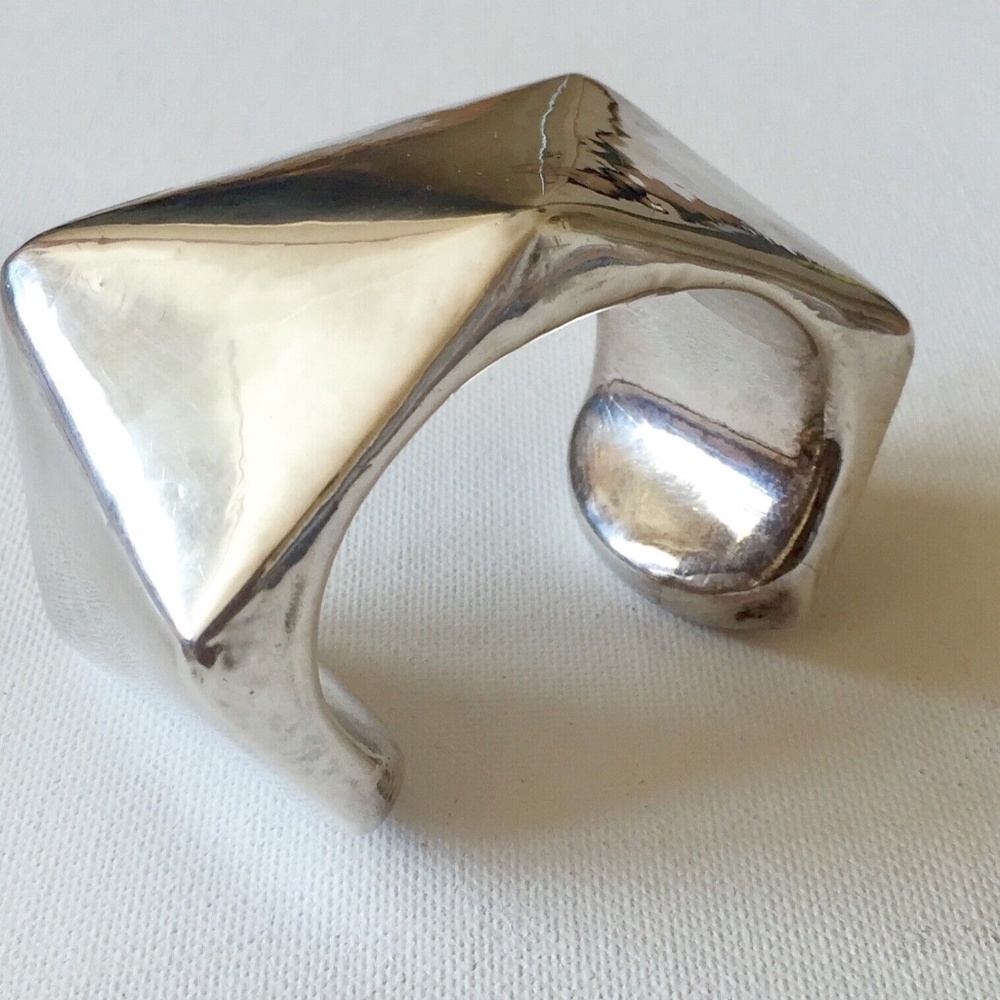 Simon Sebbag Sterling Silver 925 Modernist MCM Chunky Geometric Cuff Bracelet